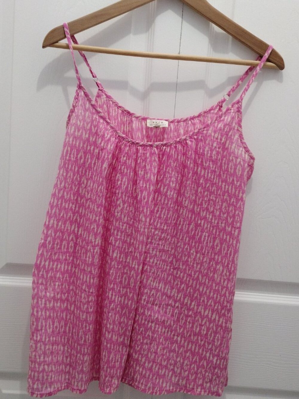 Soft Joie Pink Print Cami Top Medium 100% Cotton Adjustable Straps Summer - Picture 3 of 7